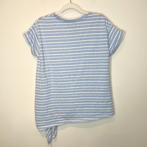 Chaps Shirt M Blue White Striped Nautical Side Tie Pullover Top Size Medium - Picture 7 of 9